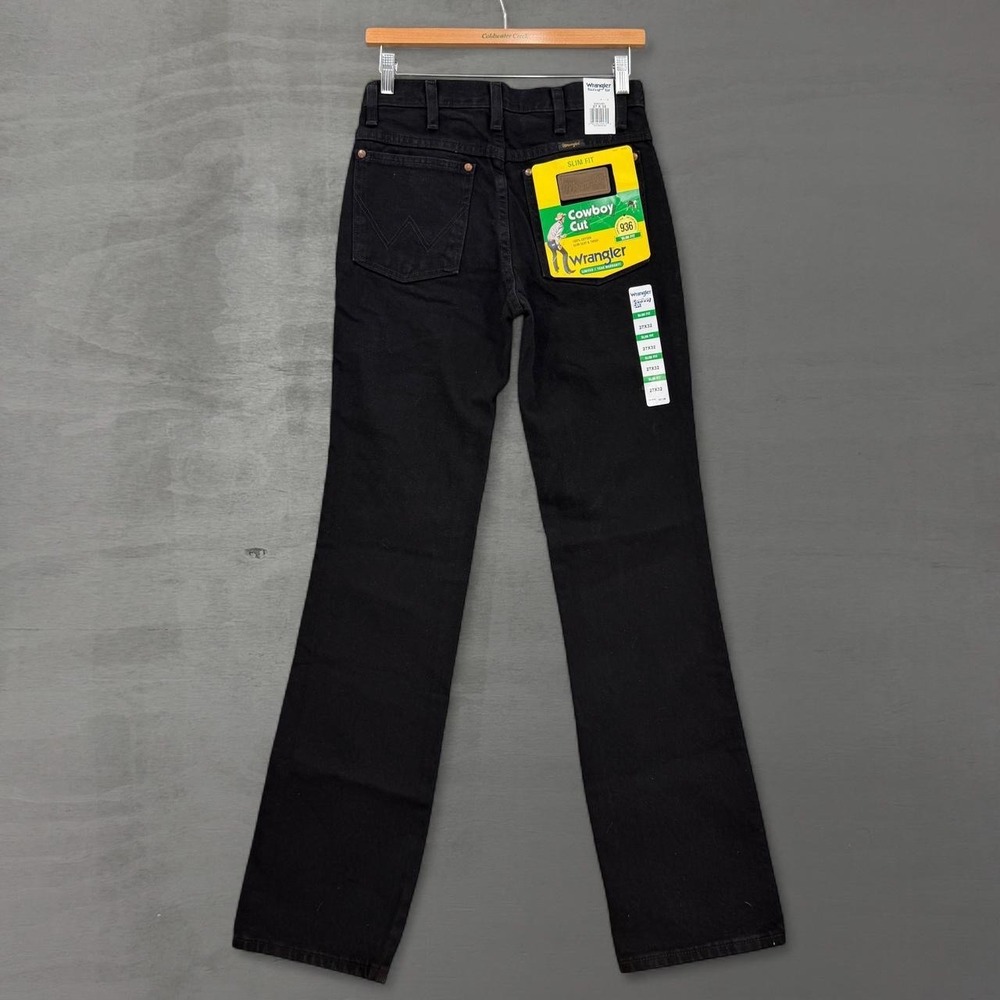 NEW Wrangler Cowboy Cut 936 Jeans Black Slim Fit Rigid Denim 27 x 32
